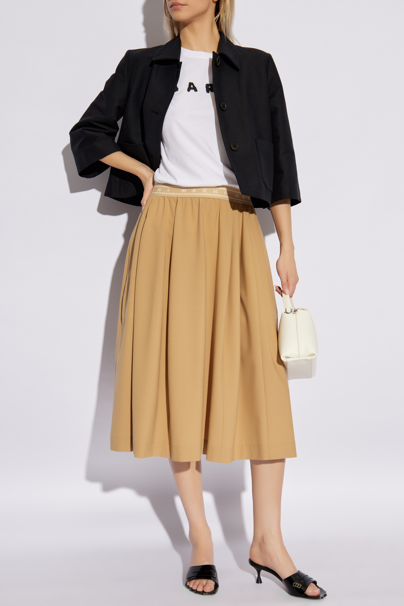 MARNI｜ (THJE0293P8 USCX42 SLW01) White jersey T-shirt with Marni scribbled logo | Marni